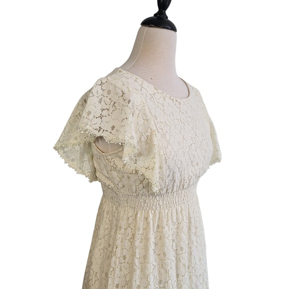 White Lace Mini Dress Spring Rush Coquette Cottagecore Size Small Cream Tone - Picture 5 of 14